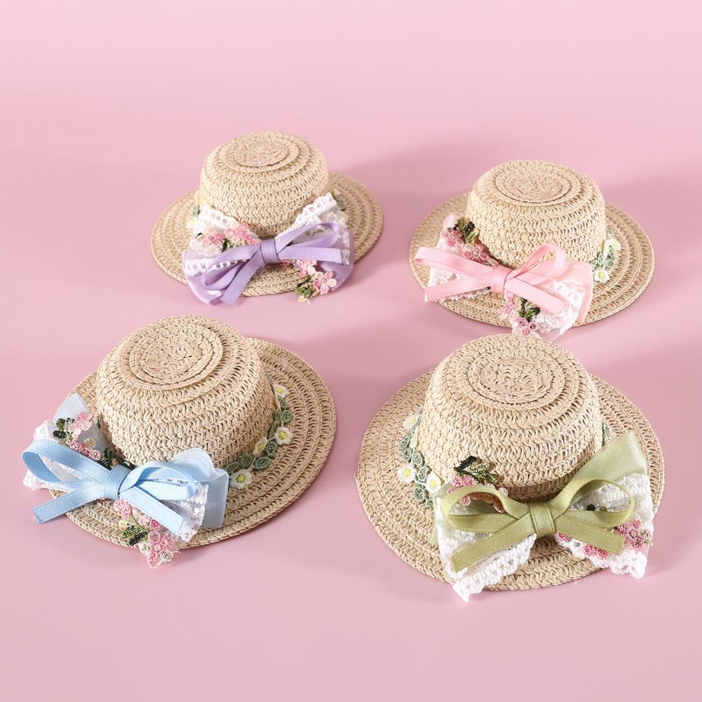 Pet Straw Hat Handwoven Sun Cap with Adjustable Strap Headwear for Small Dogs Cats Birthdays Special Occasions