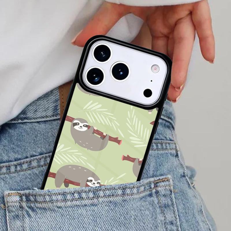 Cute Caffeinated Sloth Animal Phone Case for iPhone 16e 15 14 13 12 17 Pro Max Plus Air 17pro Cover Coque
