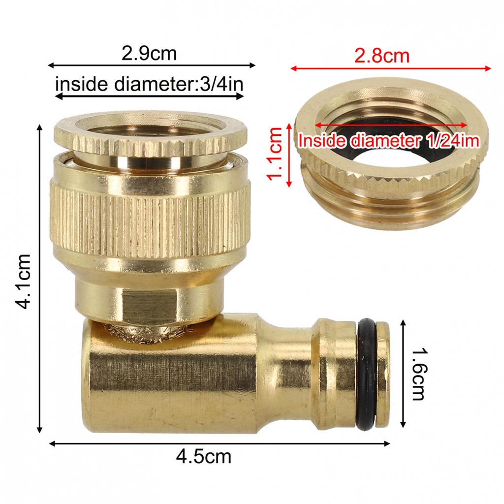 90-degree Connector Brass Hose Connection Garden Quick Coupling Adapter