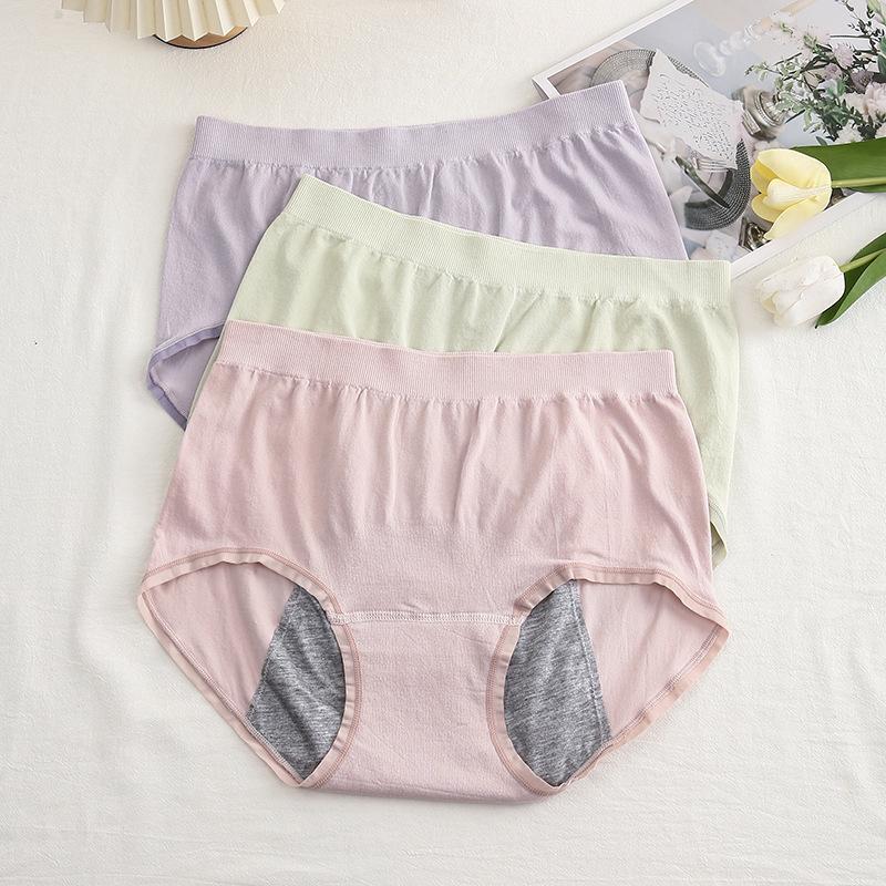 Leakproof High Waist Plus Size Period Panties - Breathable Pure Cotton for Women