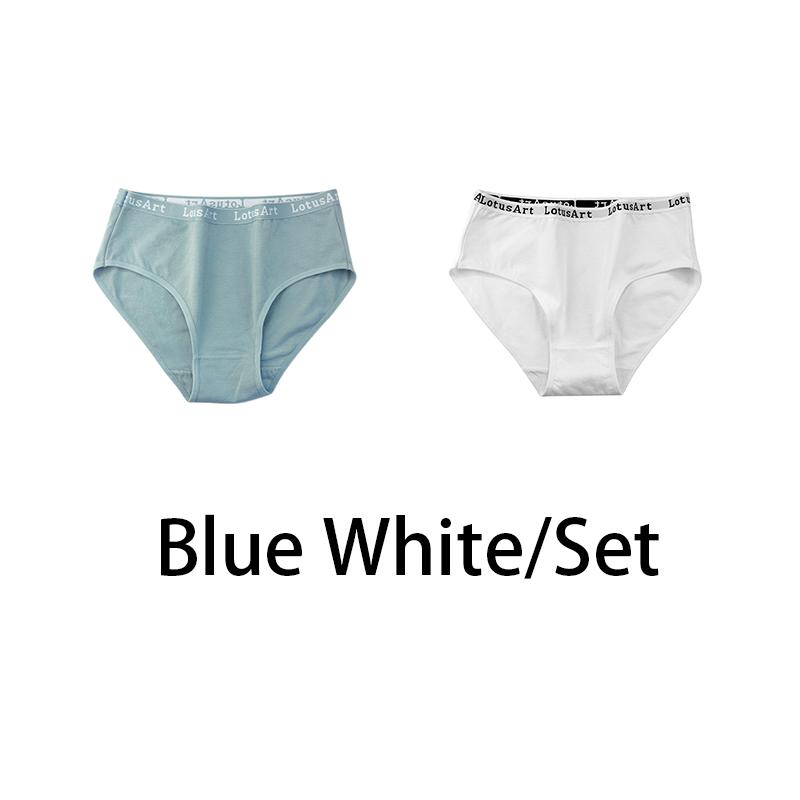 YOUULAR 2PCS/Lot Women Cotton Solid Seamless Panties Sexy Big Size Underwear Letter Lingerie Mid Waist Comfortable Briefs NKT2123-2