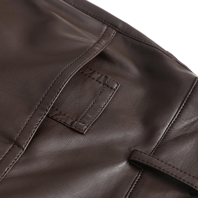 Ta Tu Autumn/Winter Maillard Loose Wide-Leg Straight Leather Pants