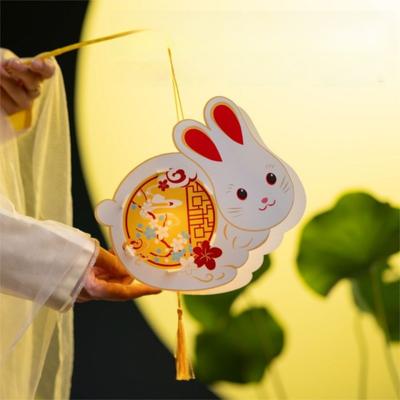 Chinese Style Rabbit Lantern Cartoon Handmade Mid-Autumn Festival Lantern Glowing Luminous Traditional Craft Lantern Children
