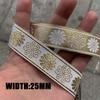 7 METER 25MM~40MM Gold Silver Vintage Ethnic Embroidery Lace Ribbon Boho  Trim DIY Clothes Bag Accessories Embroidered Fabric