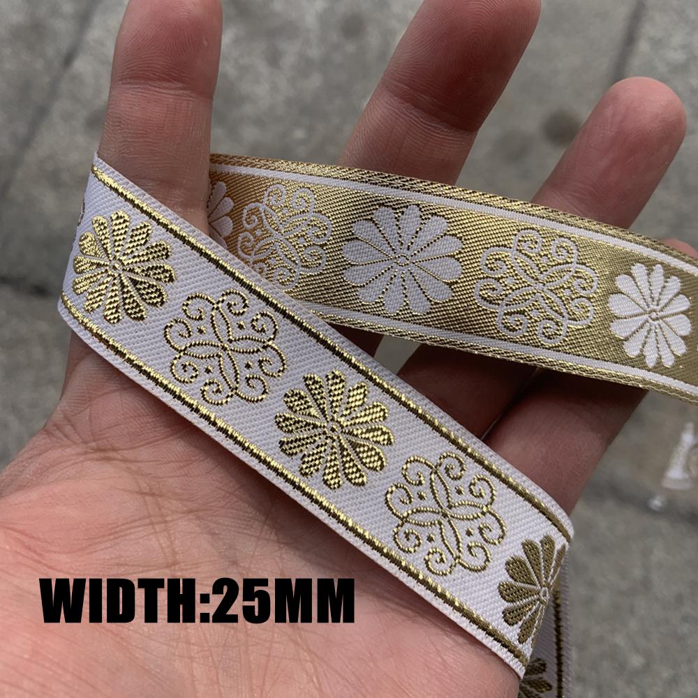 7 METER 25MM~40MM Gold Silver Vintage Ethnic Embroidery Lace Ribbon Boho Trim DIY Clothes Bag Accessories Embroidered Fabric