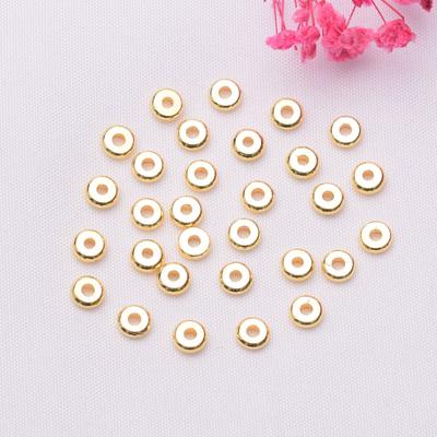 100 Stück 18 Karat Goldbeutel, farberhaltender, glänzender Abstandshalter, DIY handgefertigtes Armband, Halskette, geflochtenes Seil, Perlen, lose Perlen, Zubehör, Radstück, Abstandsperle