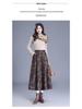 2025 Spring A-Line Skirt: Wool Front, Lace Back, Half-Elastic Waist, Long Skirt.