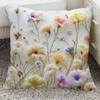 Funda de almohada de floración rica con adorno de flor tridimensional Funda de almohada Decoración de sofá para el hogar Funda de cojín Almohada de mesita de noche