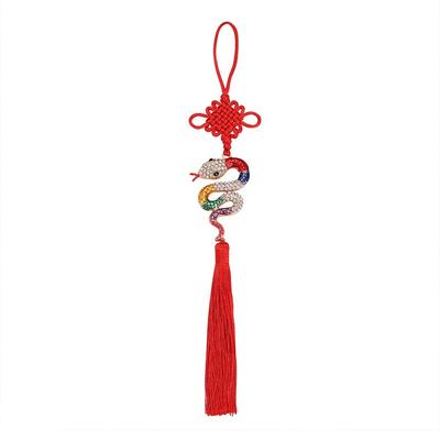 Hanging Chinese Knot Pendant Decorative Polyester Car Pendant with Tassel Exquisite Chinese Knot Tassels Background Wall