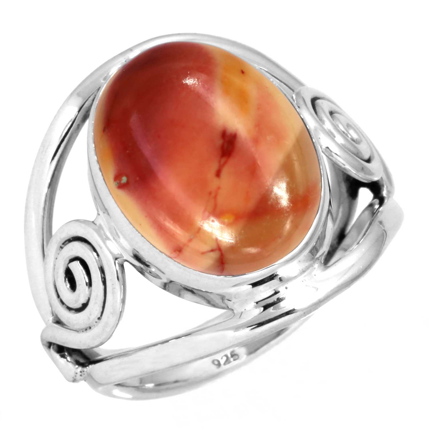 

Кольцо из стерлингового серебра 925 пробы Женское с драгоценным камнем Ручной работы Ювелирное изделие Подарок на день рождения Мукаит Монтанский агат Моховой агат Спиральная раковина Родонит Глаз Шивы Заявление 7.5