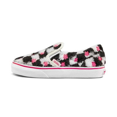 Classic Slip-On Kids Sherpa Floral Checkerboard Kids Sneakers White Paradise-Pink VN0A5KXM8CE