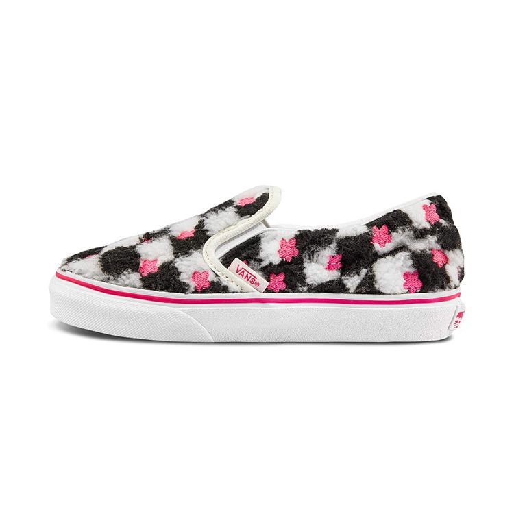 Vans Classic Slip-On Kids Sherpa Floral Checkerboard Kids Sneakers White Paradise-Pink VN0A5KXM8CE