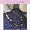 Geometric Stainless Steel Necklace For Men And Women With Pearl Splicing Street Style Jewelry