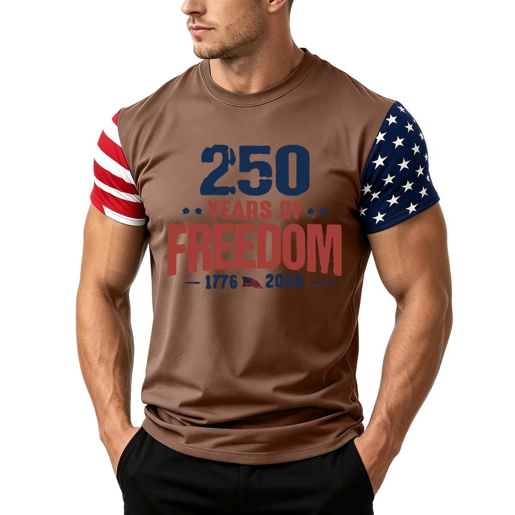 Men's Independence Day Flag Print Short Sleeve T-Shirt, Loose Casual Daily Summer Tops
