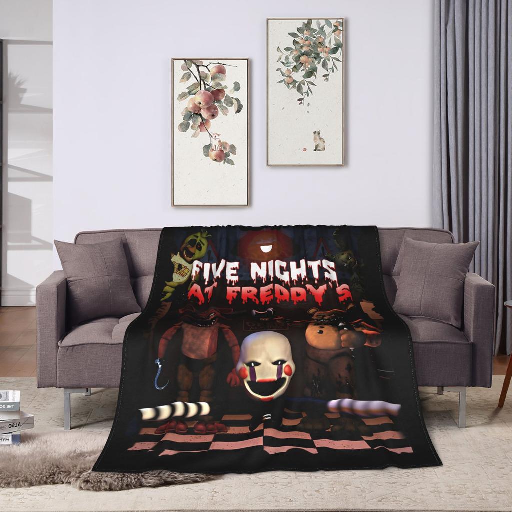 FNAF At Freddys Blankets Velvet Winter Portable Lightweight Thin Throw Blankets for Sofa Office Bedspreads