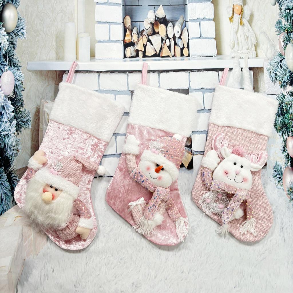 Christmas Stockings Socks Santa Snowman Hanging Xmas Tree Ornaments Christmas Decor For Home New Year Navidad Candy Gift Bags