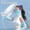 Set 2 Bucăți/Set Protecție Față Protecție Solară Mâneci de Braț, Material Răcoritor Mătase de Gheață Mâneci de Braț cu Manșete cu Decupaj pentru Degetul Mare, pentru Exterior Navetă Camping
