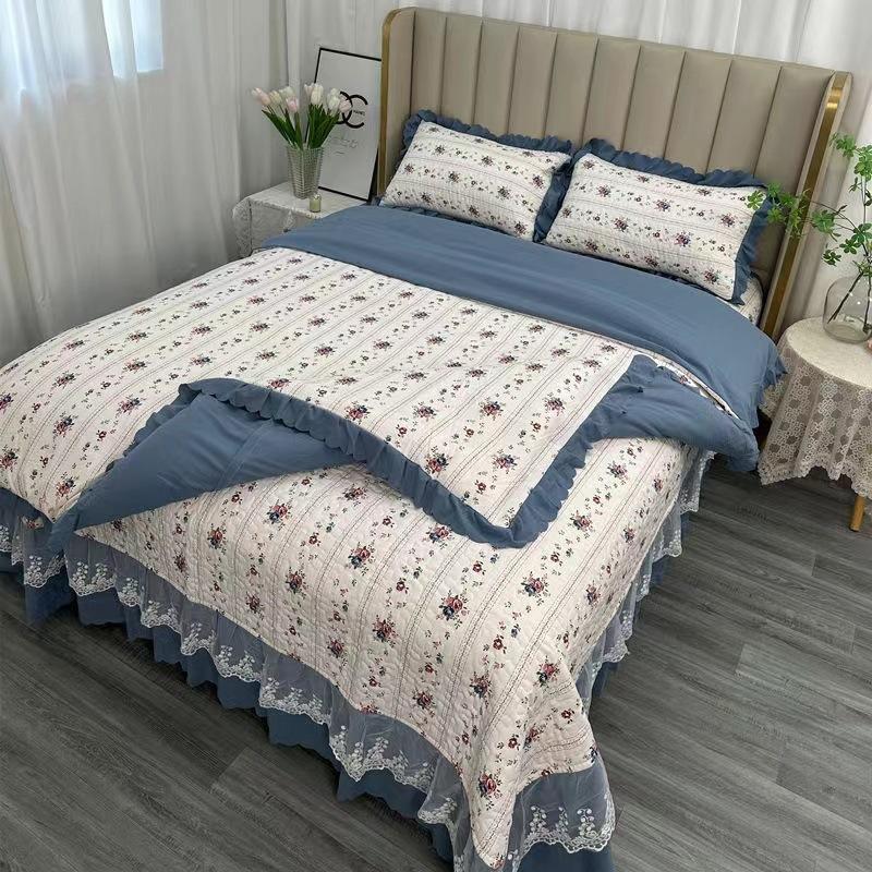 Class A Maternal Infant Grade Bed Cover 4-Pcs Set Of Thickened Padded Sheets 3-Pcs Set Of Small Bamboo Cotton Jacquard Quilt Cover Autumn  Winter