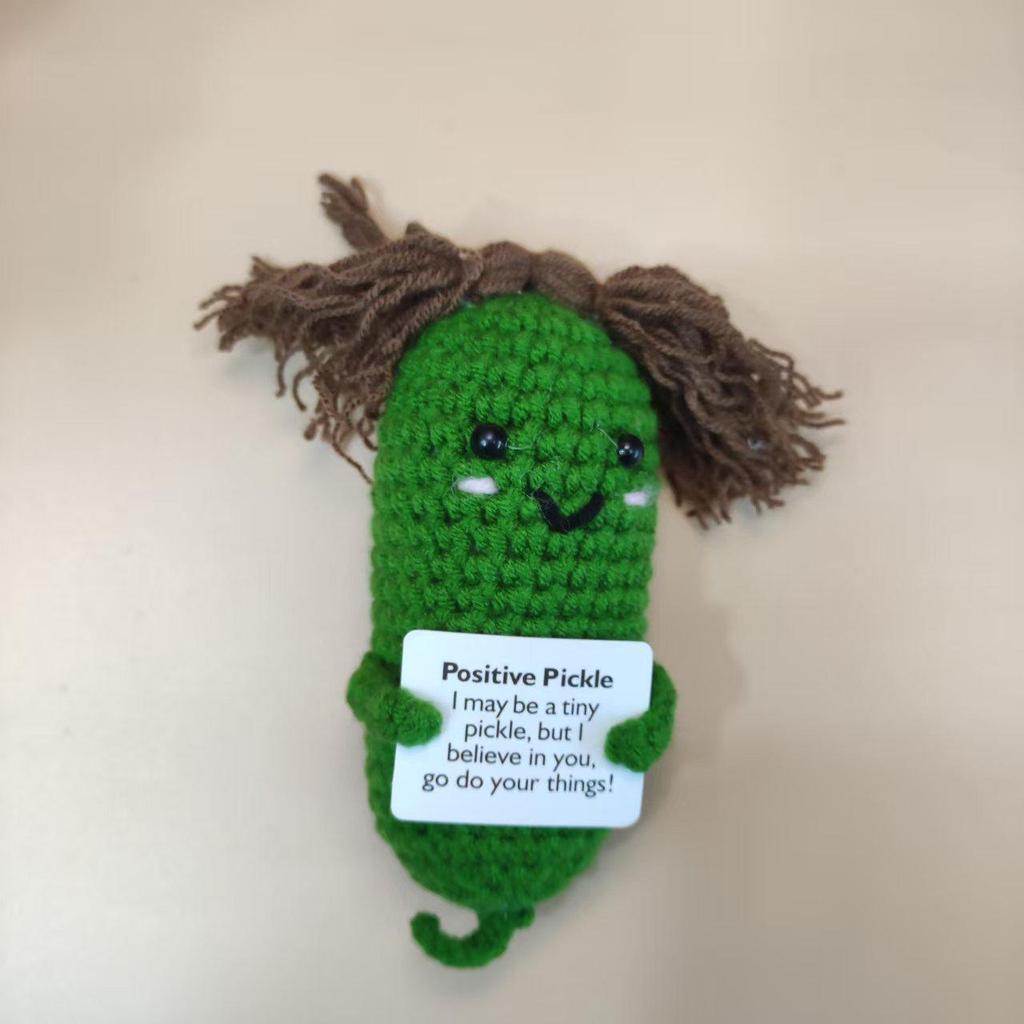 Handmade Crocheted Cucumber Doll Keychain: Emotional Support & Positive Energy Decor Gift