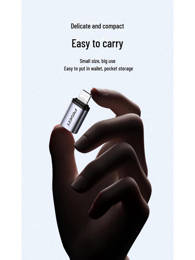 PISEN USB-C to Lightning Adapter for Apple 15PD Fast Charging & Data Transfer