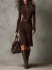 Women's Ins Autumn New Dress Zipper Long Sleeve Solid Color Dress