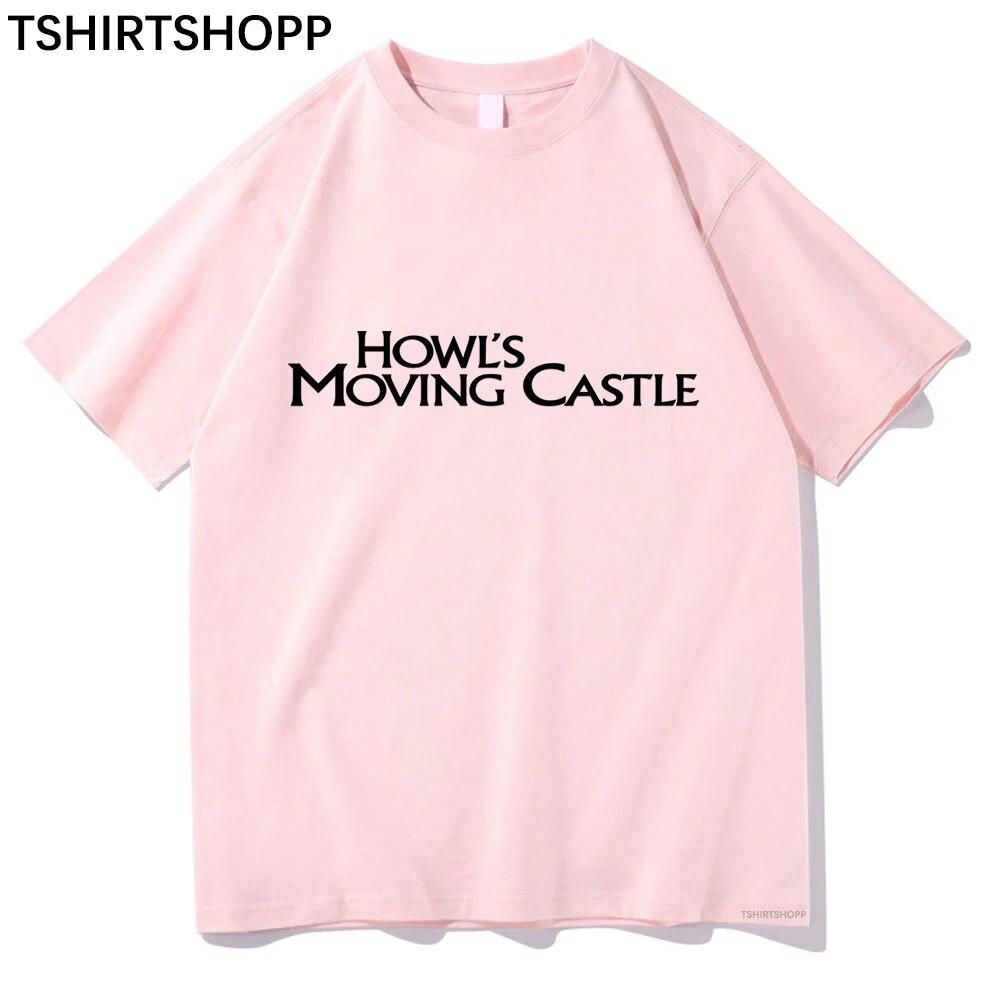 Anime Howl's Moving Castle Tişört Estetik Kadın Giysileri Yaz Sokak Giyim Tişörtü Kawaii Unisexga Tişörtler Unisex Pamuklu Üstler