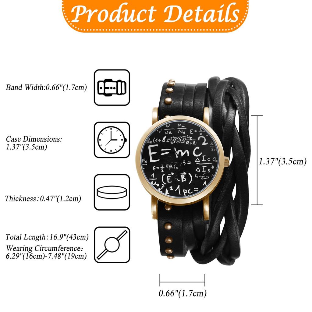 Unisex Braided Leather Strap Antique Waterproof Analog Display Leather Bracelet Watch with Quartz Wide Range of Functions Perfect Gift for Day Watch