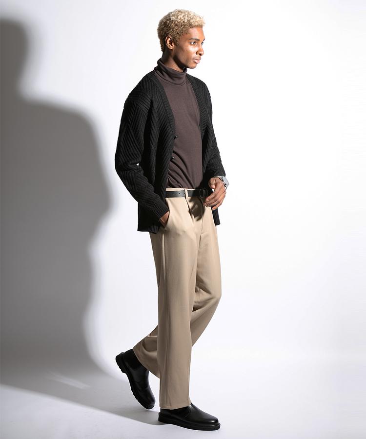 Seuteulaikeu Elegant One-Pleated Trousers (Beige)