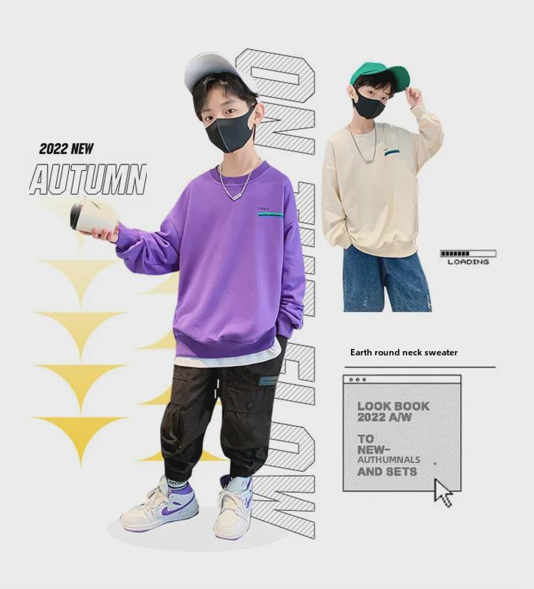 2023 Jungen Sweatshirt im koreanischen Stil mit Rundhalsausschnitt - Frühling & Herbst Print Pullover für Kinder