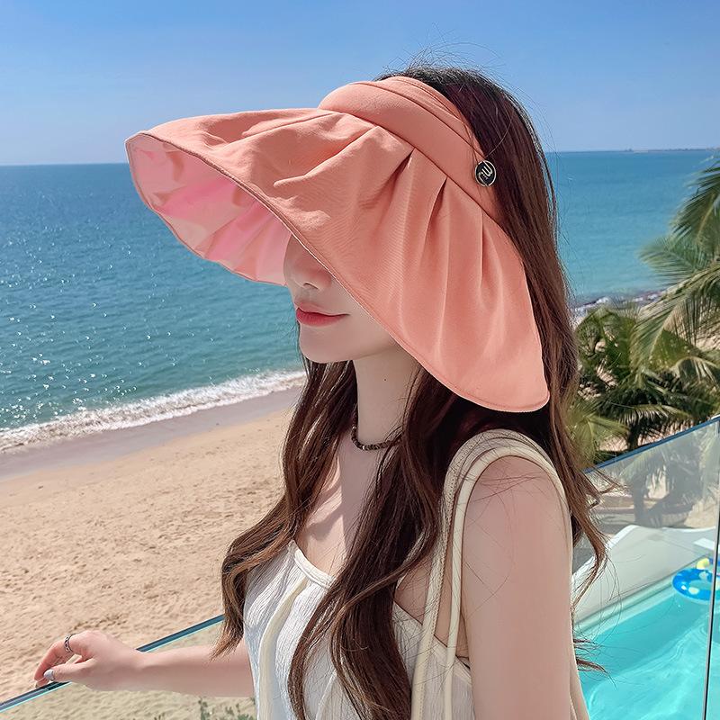 

Big brim sunscreen shell hat women s MJ standard summer outdoor UV protection sunshade empty top hat vinyl sun hat One Size