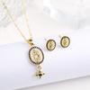 New Trendy Creative Oval St. Jude Zirconia Jewelry Set Necklace Earrings Classic for Religious Jewelry Accessories For Men Women