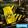 Custom Name Bvb 09 Football Club Flannel Blanket, Use for Birthday/Holiday Gift, Soft Blanket for Sofa/Bed/Camping/Office, Home Decor