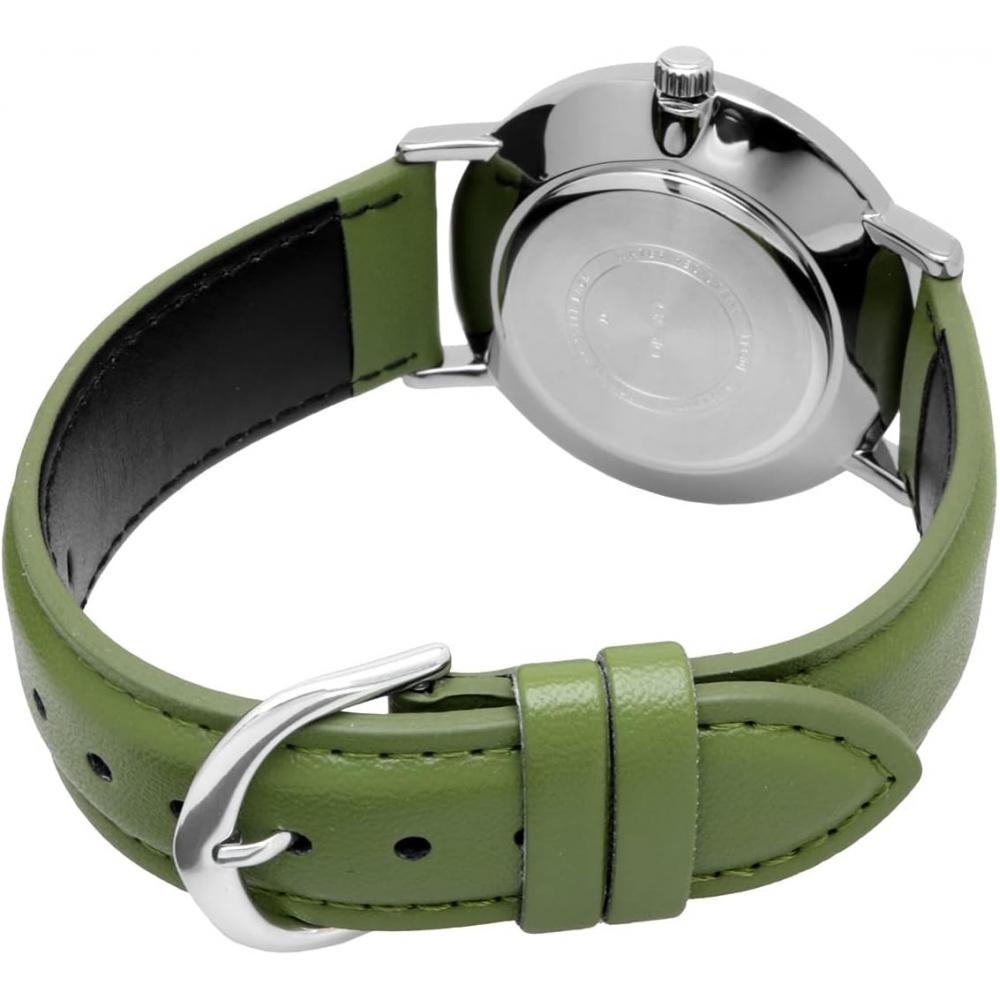 Casio Men S Quartz Watch Silver   Green Leather Band Mtp Vt01l 3b