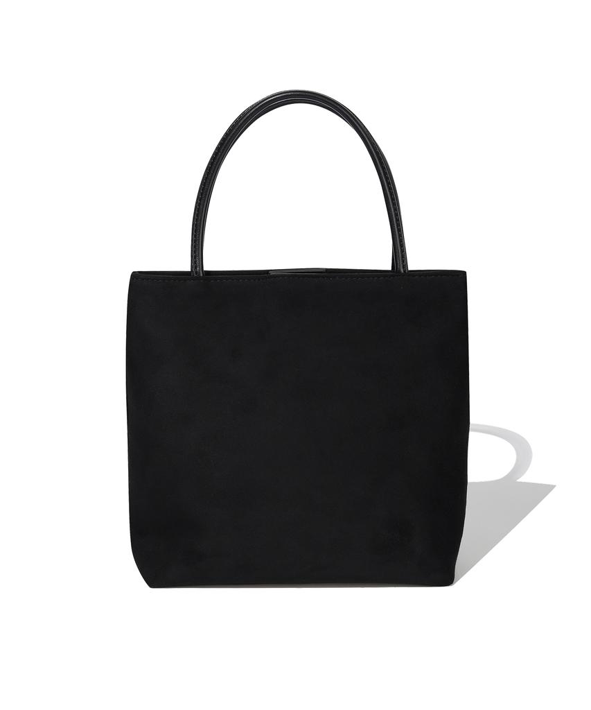 Covernat Woman Clover Heart Suede Tote Bag Black