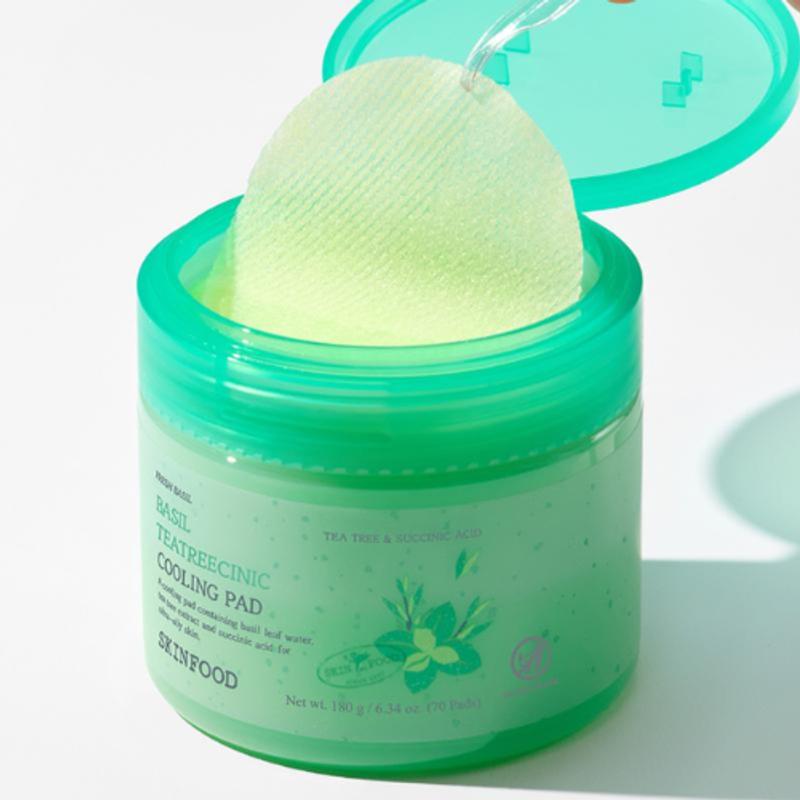 [Skinfood] Basil Tea Tree Clinic Cooling Pad (70ea)