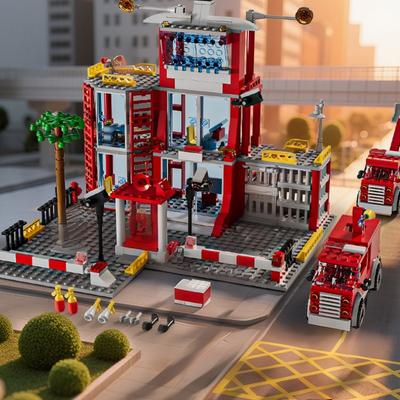 Brandweerkazerne Gebouw Model Bouwstenen SWAT Brandweerwagen Auto Bouwstenen Jongens DIY Montage Speelgoed Kinderen Kerstcadeau