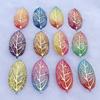 10 Stück 21*40mm Regenbogen Blätterförmige Harz Strass Applikation Kristalle Flatback Steine für Schmuck Handwerk Dekoration Anhänger