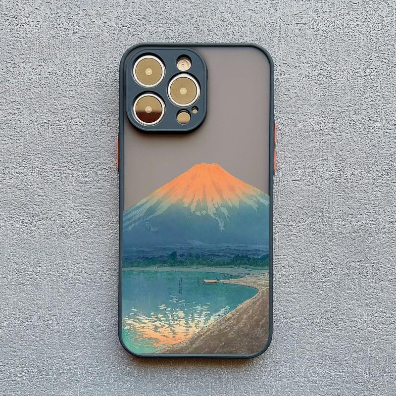 Cherry Japanese Phone Case for iPhone 16 15 14 13 12 11 Pro Max Mini SE 7 8 Plus XR XS X Mount Fuji Shockproof Back Cover Cases