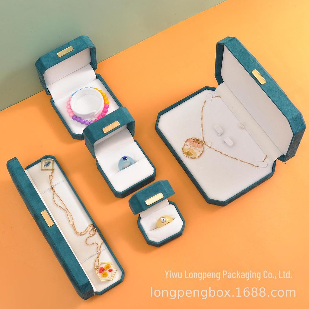 Octagonal Flannel Jewelry Box for Necklace, Bracelet, Ring, and Pendant