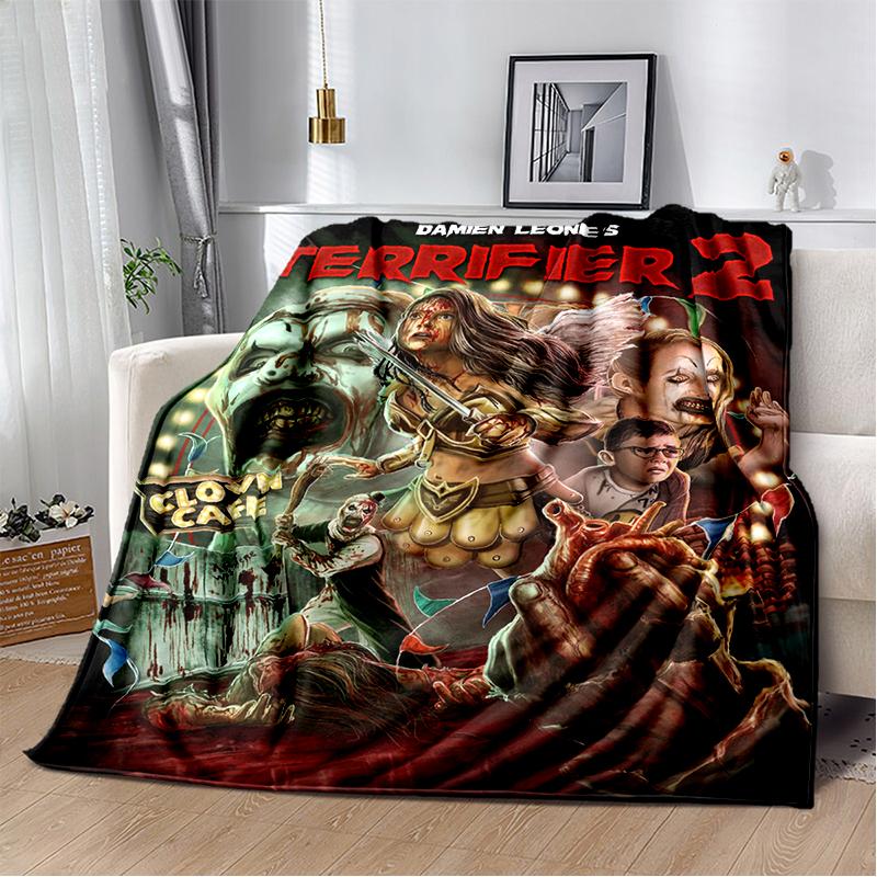 2026 New Style Terrifier 3 Horror Clown Movie Cartoon Soft Blankets,Throw Blanket Comfortable Blanket for Picnic Beds Sofa Home