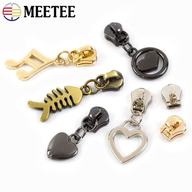 5/10/20Pcs Meetee 5# Zipper Slider for Metal Zips Handbag Purse Zippers Puller Head Jacket Replace Zip Closure Repair Accessory