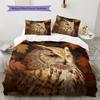 Owl and Leaves Pattern Bedding Home Decoration Birthday Gift (1 * Duvet Cover + 2 * Pillowcase, Without Core)