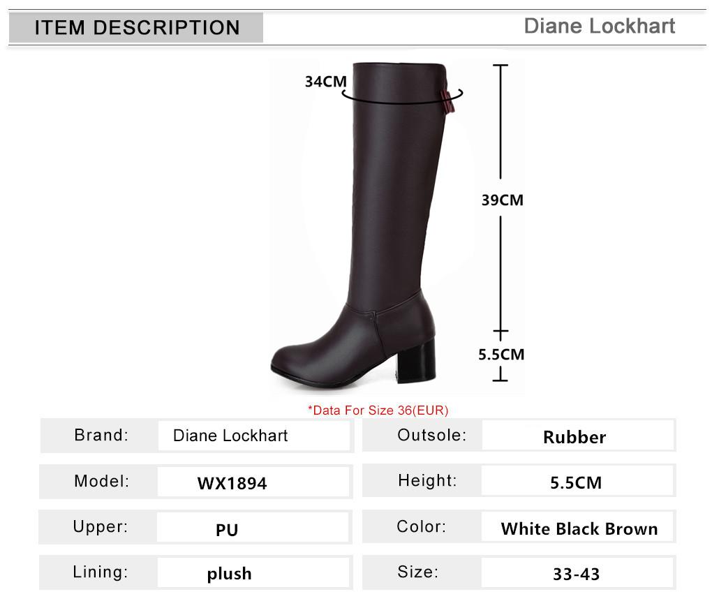 Fashion Autumn Winter Warm Over The Knee Boots Women Fashion Side Zipper High Heels Bow Ladies Soft PU Leather Long Botas Mujer Brown