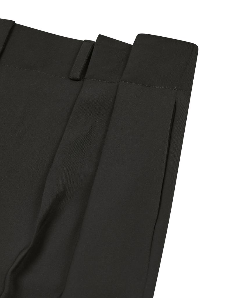 VIVABROWN 85-Viva013 [Neutral] Fluid Double-Pleat Wide Pants Black