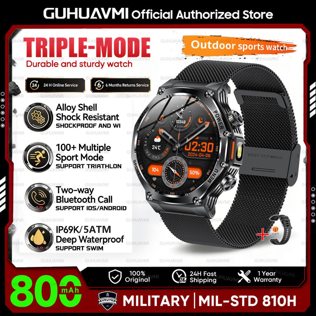 New Military Grade Sports Smart Watch 5ATM Swimming Waterproof 800mAh Bluetooth Call 1.8'' AMOLED Screen Smartwatch For Men