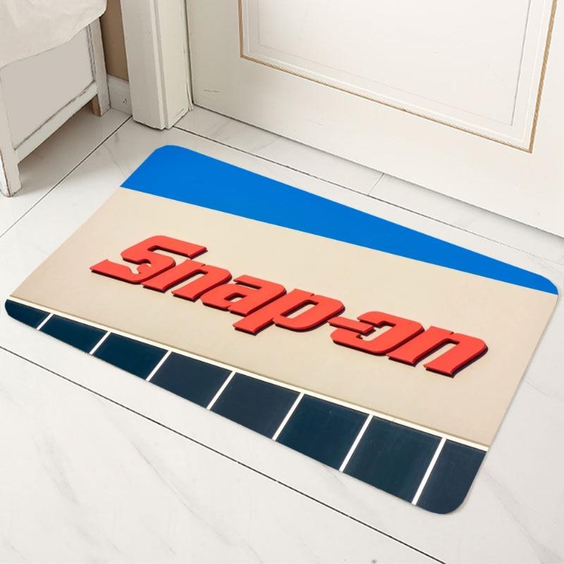 Snap-on VERKTØYSPISSER Logo Teppematte Sklisikker Bakside Teppe for Garasje Bilverksted Hjemmedekorasjon Verktøy Tema Oljebestandig Dørmatte