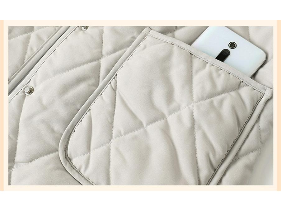 Dámský podzimní/zimní lehký a hřejivý bavlněný kabát - Módní krátká prošívaná bunda pro ženy středního a staršího věku.