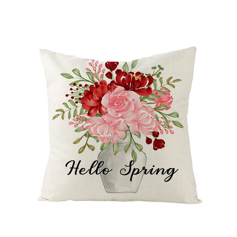 Flower Truck Pillowcase Nordic Linen Printed Sofa Pillowcase Living Room Bedroom Bedside Cushion Cover