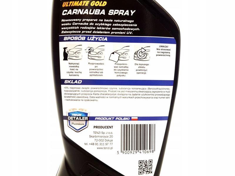 Carnauba Spray Wosk Do Nabłyszczania Lakieru Quick Detailer 600Ml