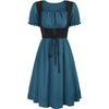 Vintage Renaissance Square Neck Short Sleeve Dress Victorian Pastoral Cosplay Skirt